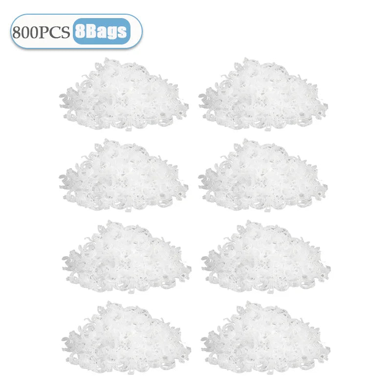 100-800PCS Plastic Plant Clips Support Connects Reusable Protection Grafting Fixing Tool Gardening Supplies for Vegetable Tomato Vue White-8Bags-800PCS