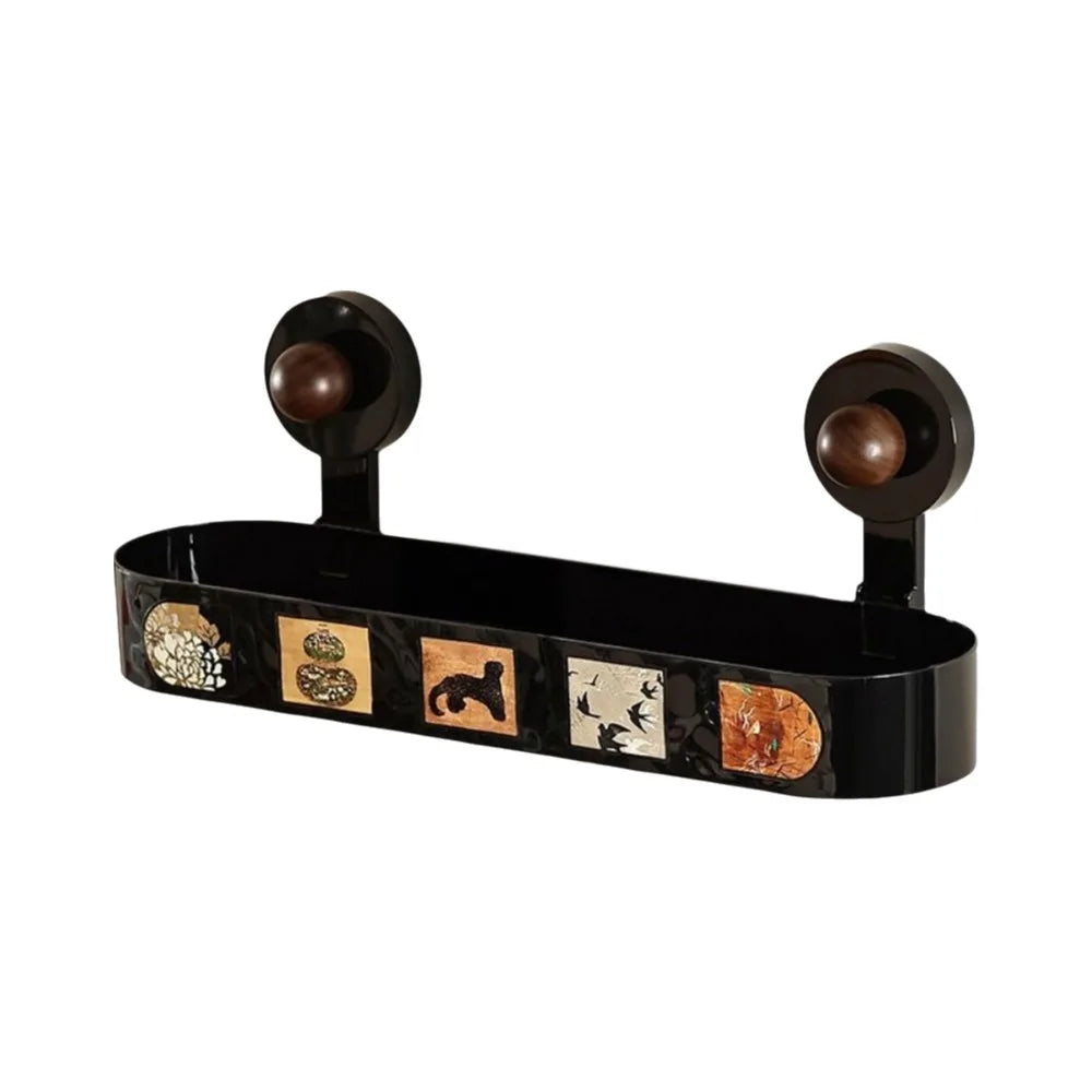 Plastic Suction Cup Storage Rack Punch Free Wall Mounted Shampoo Storage Rack Space Saving Removable Wall Hanging Storage Rack Vue Black