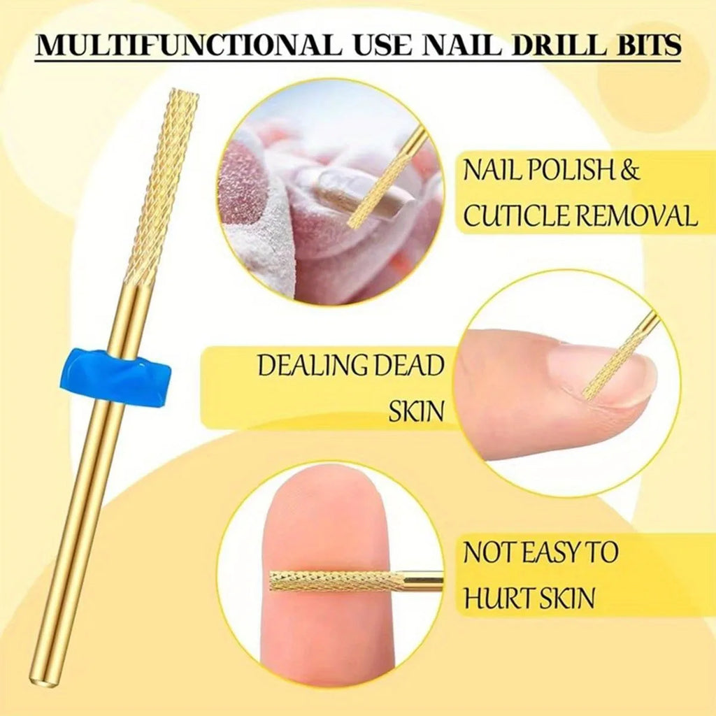 1/2PCS Silver Gold Professional Carbide Nail Drill Bits Cuticle Drill Bits Electric Cuticle Remover For Nail Cleaning Manicure Vue