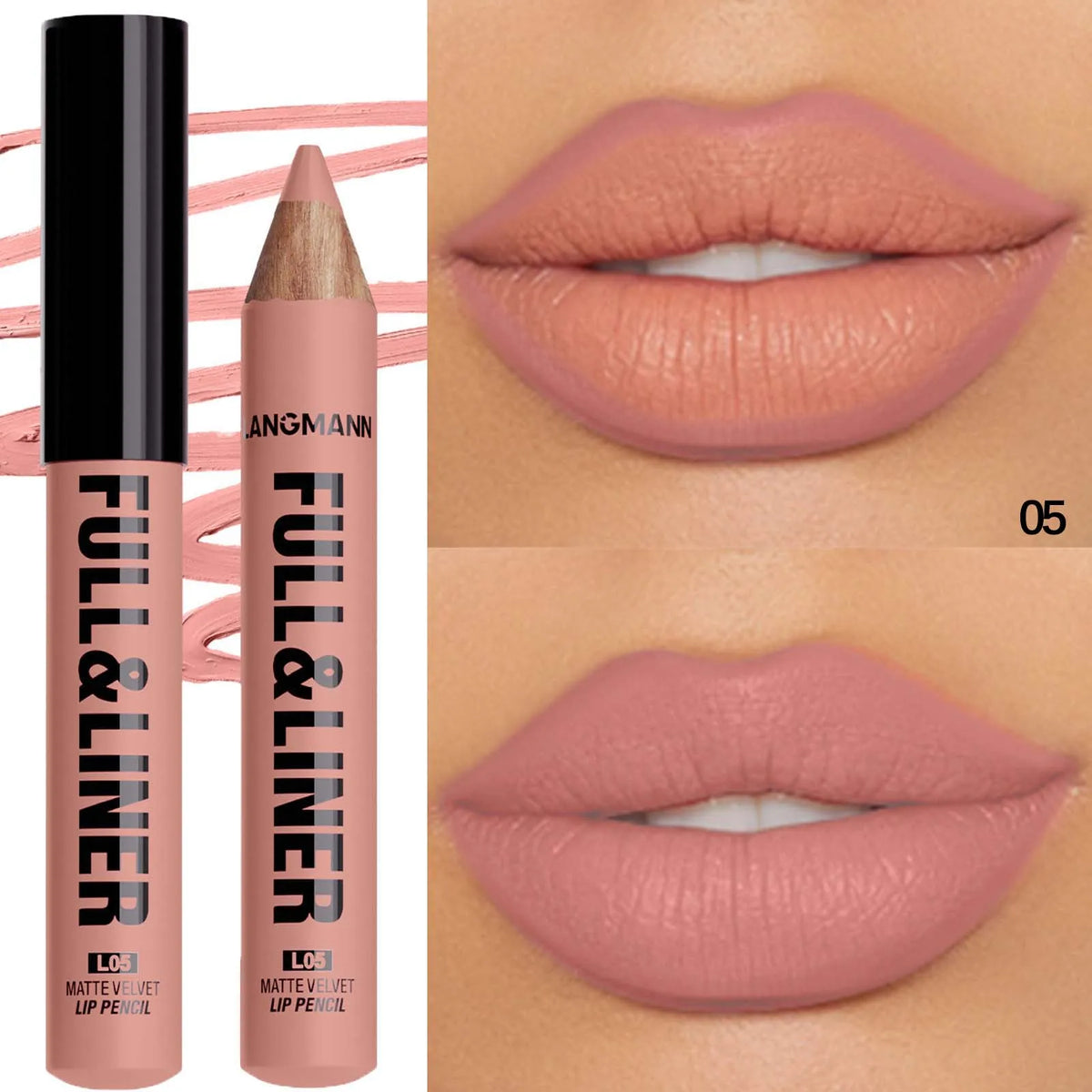 12 Colors Wooden Matte Lip Liner Pencil Nude Brown Matte Long-lasting Waterproof Lip Contour Makeup Vue 24551-05