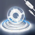 COB LED Light Strip Waterproof Flexible LED Tape with Button Switch for Room TV Mirror Backlight Cabinet Adhesive Light Vue Cold White 2m