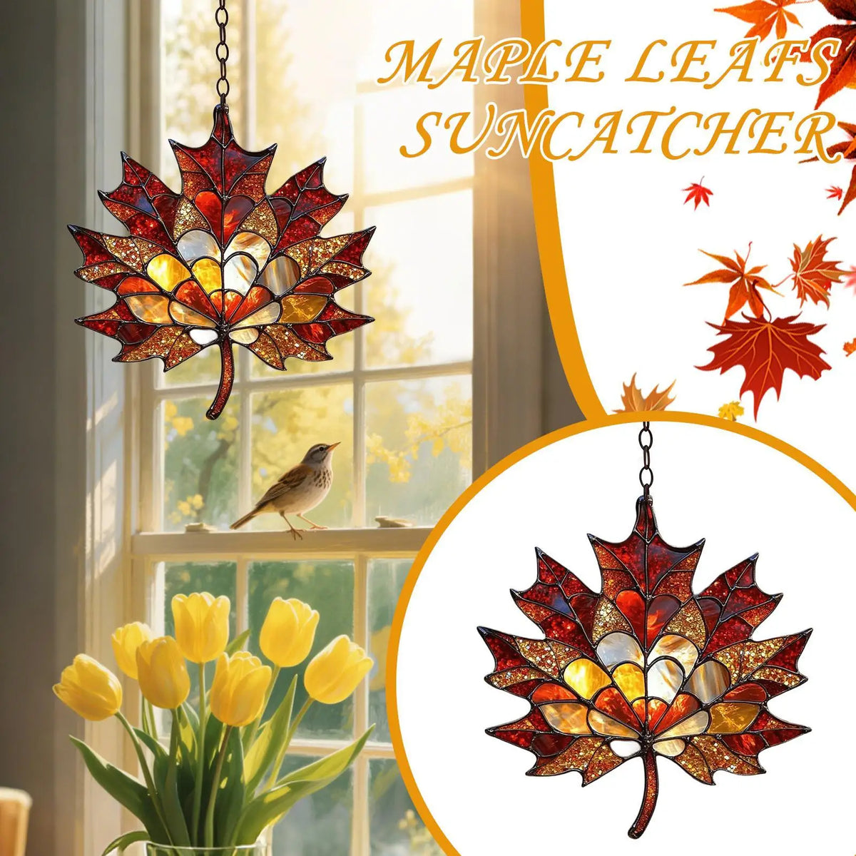 Acrylic Maple Leaf Suncatcher – Fall Window Hanging Ornament Window Suncatcher Vue