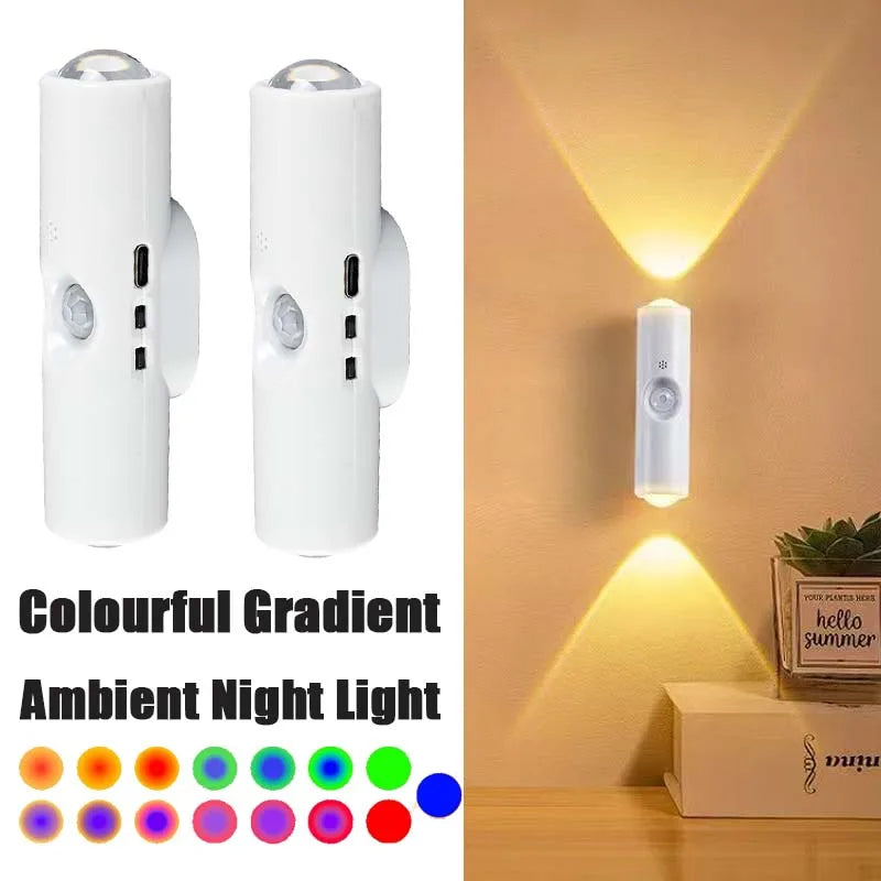 1-20PC Magnetic RGB Color Changing Night Light Smart Motion Sensor Rechargeable Wall Lamp for Garden Hallway Stairs Nursery Room Vue