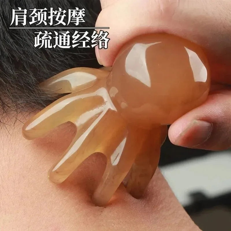 Octopus Massage Comb Resin Head Meridian Scraping Scalp Massage Brush Acupuncture Spa Scraping Massage Comb for Relieving Fatigue Vue