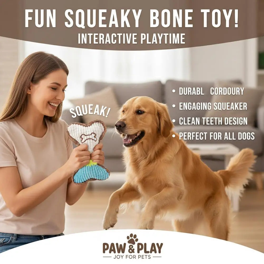 Squeaky Plush Dog Toy for Small Medium Breeds - Durable Puppy Teeth Cleaning Chew Toy Interactive Pet Play & Dental Care Vue