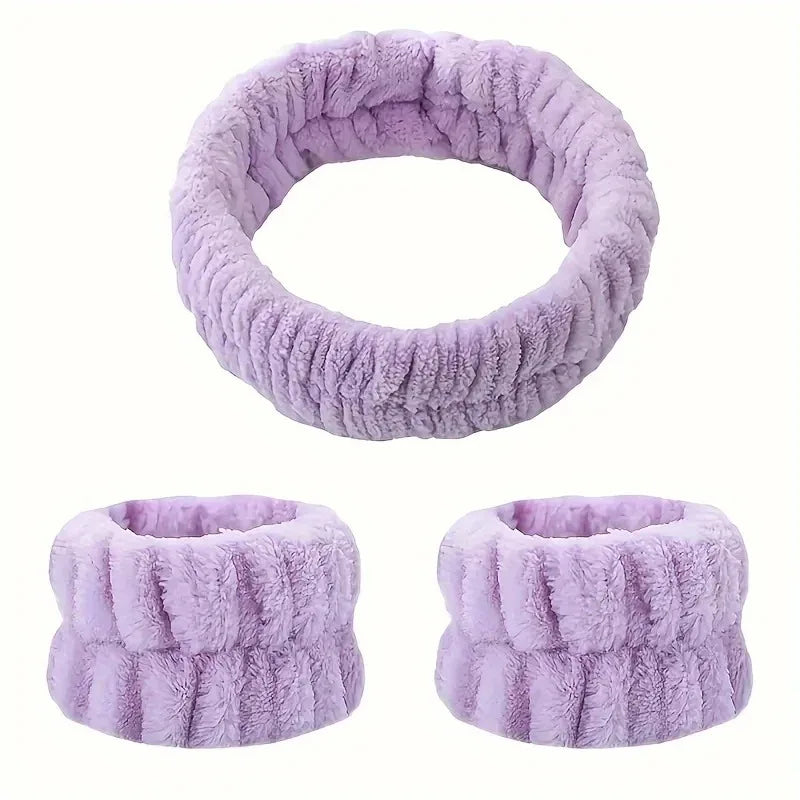 vvocci Towel Wristbands Washband Scrunchies Headband Wrist Cuffs For Women Girls For Washing Face, Hair Headband Face Wash Vue Other M99 Purple