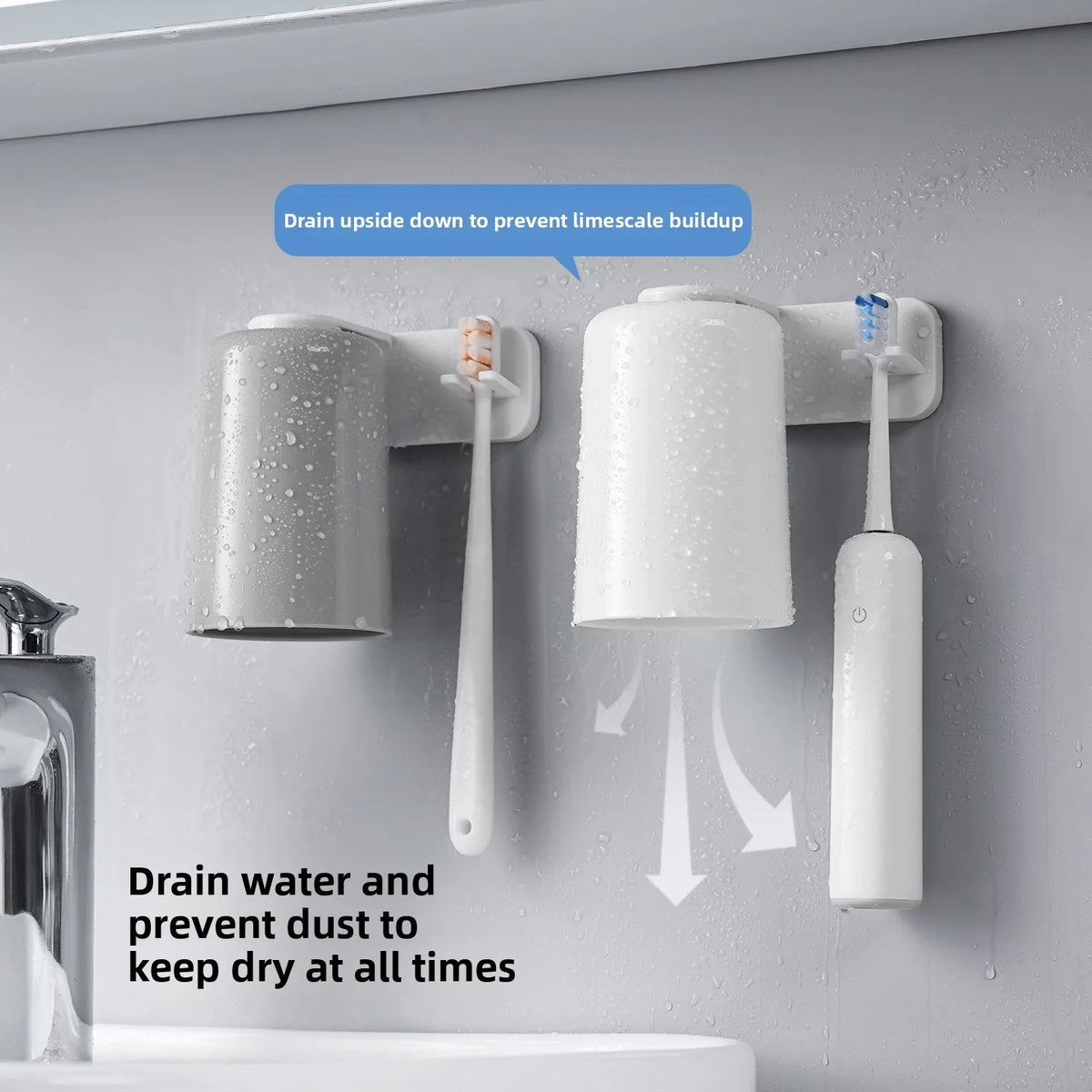 Magnetic Suction Toothbrush Cup Holder Wall Mounted No Drilling Toothbrush Storage Rack Bathroom Accessories Vue