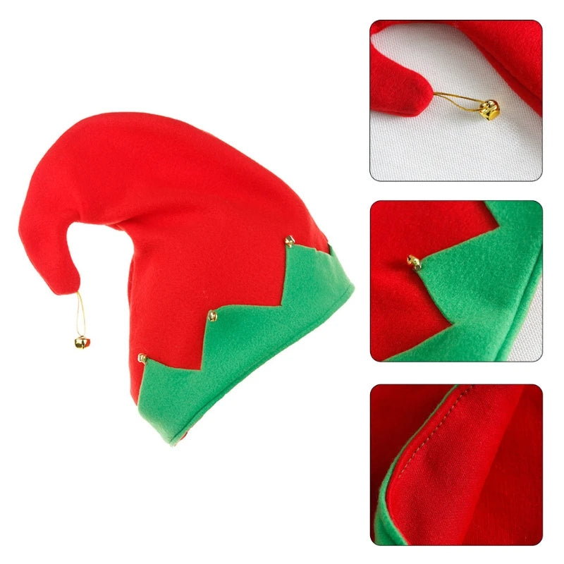 Kids Plush Elf Hat with Bell – Christmas Santa Helper Cap Kids Holiday Hat Vue