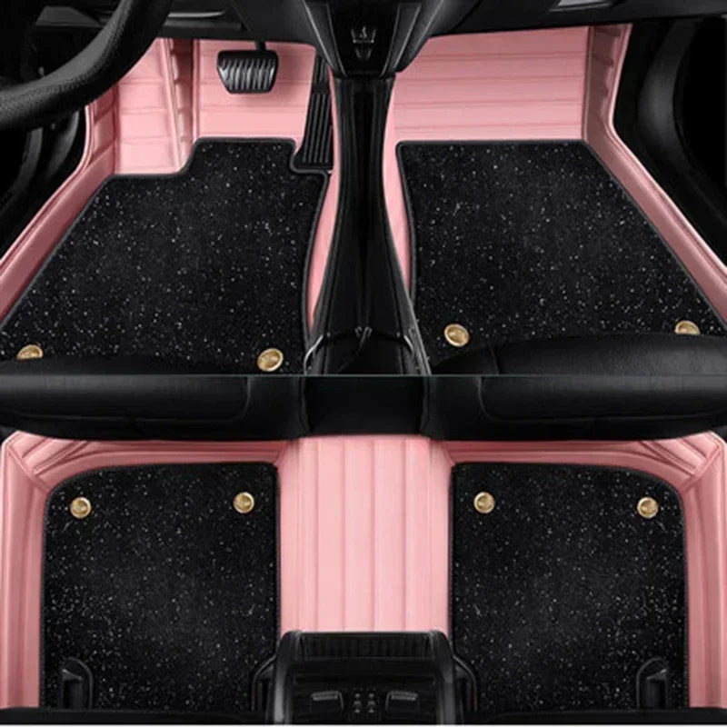 Custom PU Leather Floor Mats – BMW 5 Series F10 G30 2011–2024 Custom Car Floor Mats Vue C-pink black 2011-2013 F10