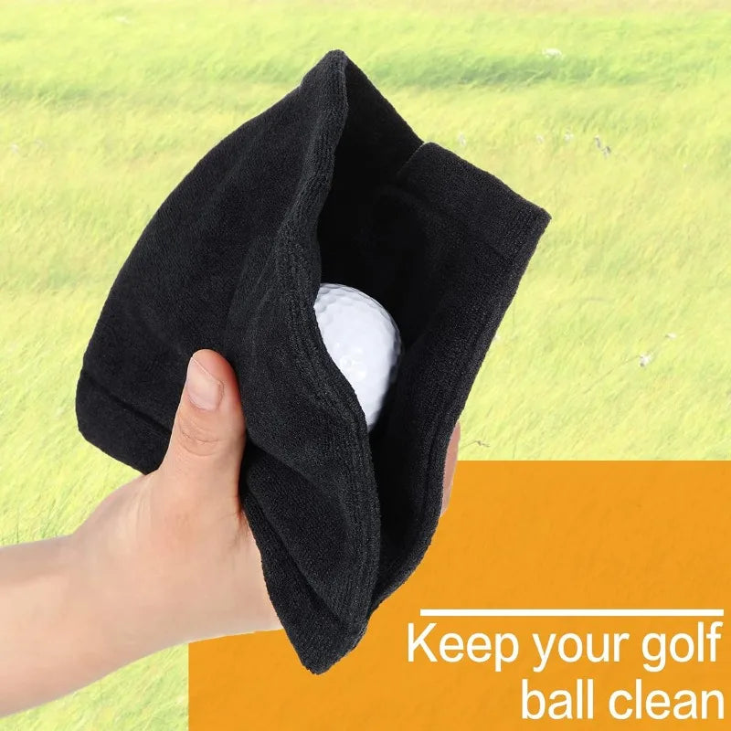 2 Pcs Golf Ball Cleaning Towel,with Snap Hook, 5Inch Microfiber Amphibian Wet and Dry, for Bags Course Exercise Gym Men Women Vue