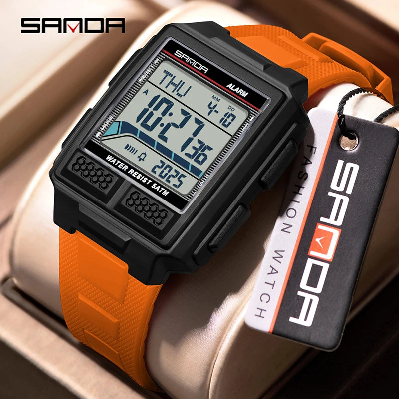 SANDA 2212 Digital Sports Watch – World Time, Alarm, 5ATM Digital Sports Watch Vue