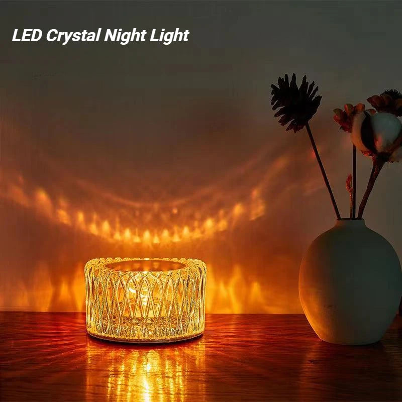 RGB Touch Projection LED Crystal Table Lamp USB Powered Ambient Night Light for Bedroom Home Decoration Vue