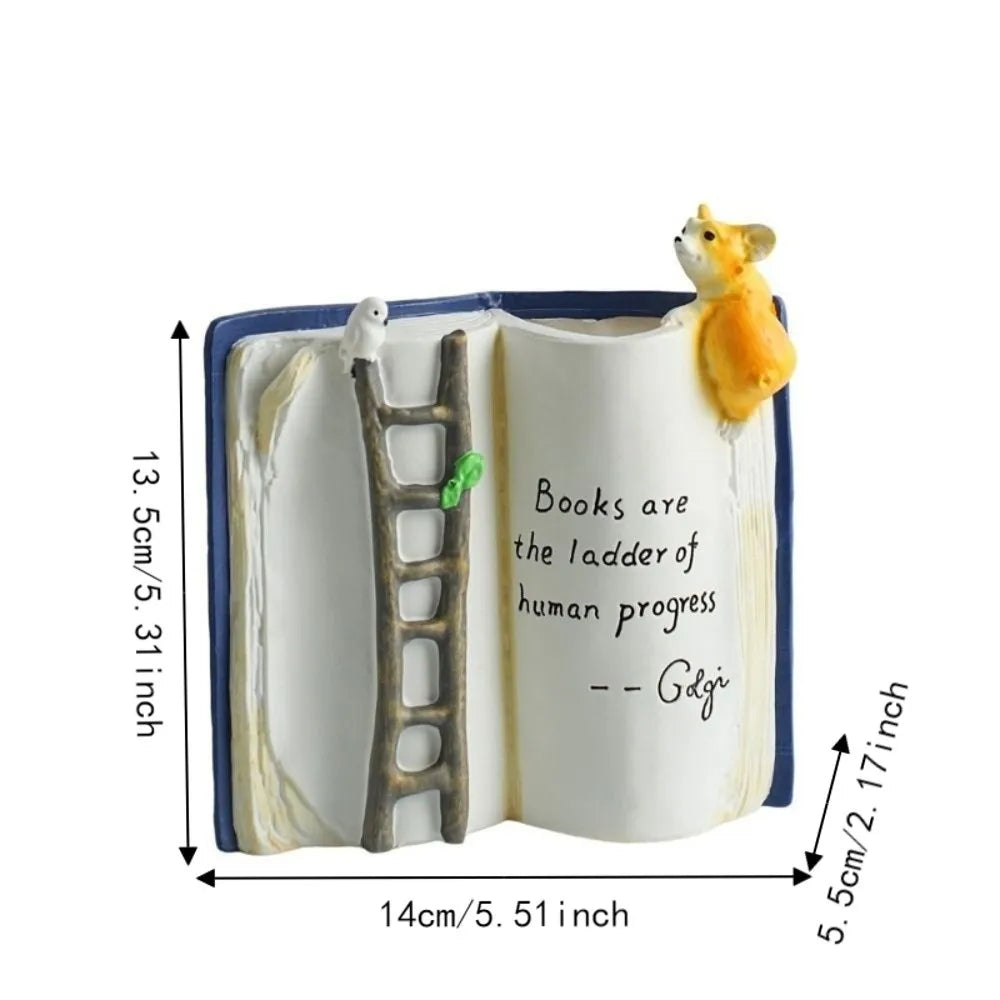 Creative Cartoon Puppy Bird Ladder Planter Compact Adorable Book-Shaped Planter Polyresin Decorative Tabletop Planter Study Vue