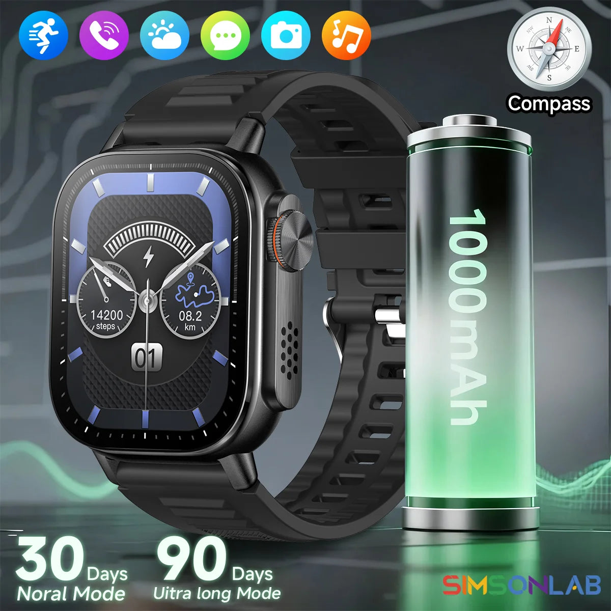 Metal Body Smart Watch Bluetooth Call Answer Outdoor Sports Watch Men Compass Voice Assistant 30 Days Use Time Smartwatch 2025 Vue