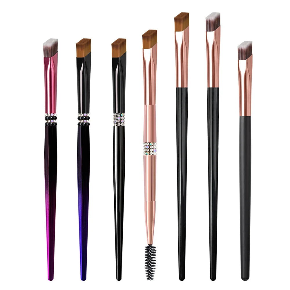 Eyebrow Makeup Brush Square Quad Angled Brushes Slanted Flat Beauty Cosmetic Tool Luxury Diamond Handle Private Label 20pcs Vue