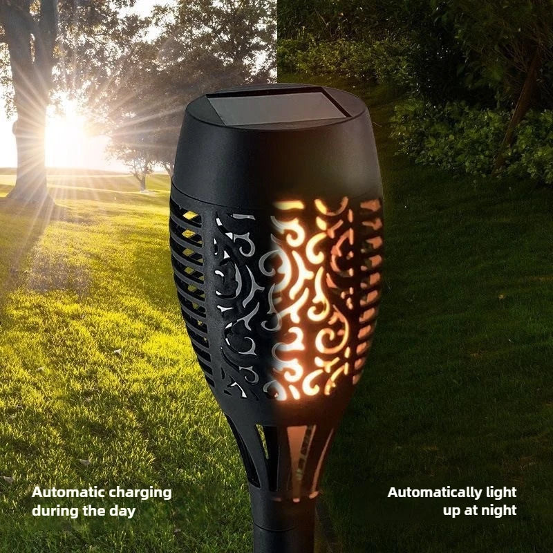 12LED Solar Flame Light Outdoor,Waterproof 12LEDs Torches Landscape Lamp for Outdoor Courtyard Garden Yard,Halloween Decorations Vue