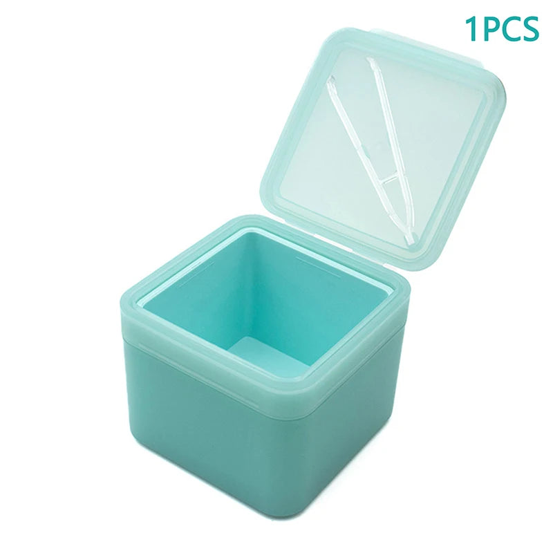 Double Layer Makeup Remover Cotton Box WIth Tweezers Wide-mouth Flip Storage Box Cover Cotton Pads Organizer Nail Art Tool Case Vue 1PCS