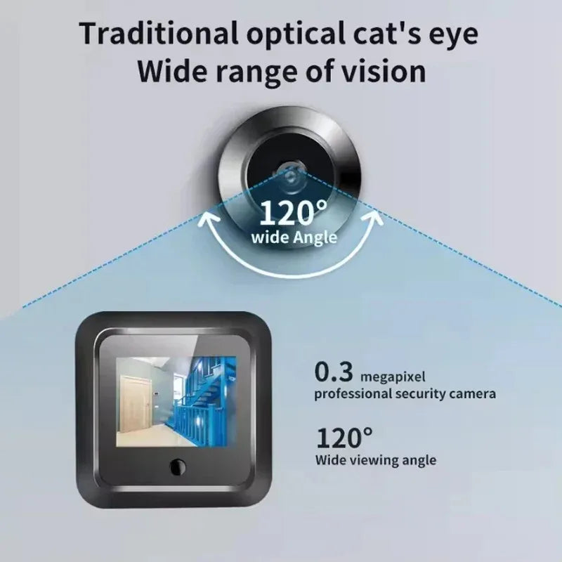 2.4 Inch Peephole 120° Smart Digital Door Viewer Camera Security Monitor 240X320 HD Visual Doorbell 300000 Pixels Resolutio Vue