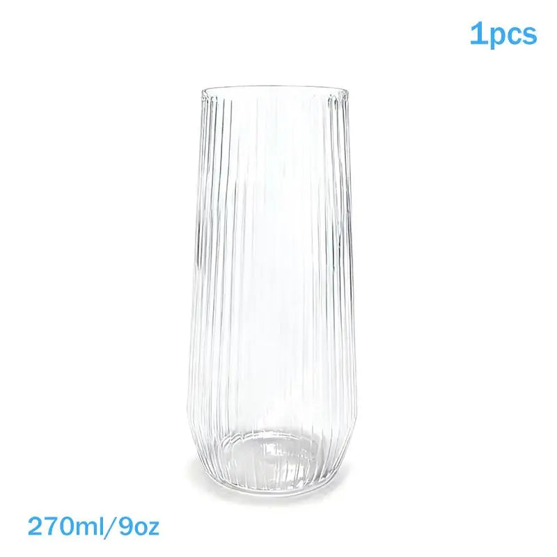 1/5 Pcs Plastic Transparent Ribbed Wine Glasses Disposable Stemless Wine Glasses Plastic Cocktail Glasses For Unbreakable〔CC11〕 Vue 1PCS Clear