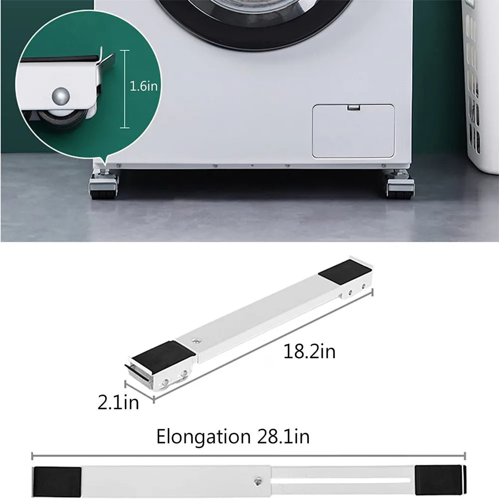 2pcs Washing Machine Stand Movable Adjustable Refrigerator Raised Base Mobile Roller Universal Bracket Wheel Dryer Pulley Holder Vue