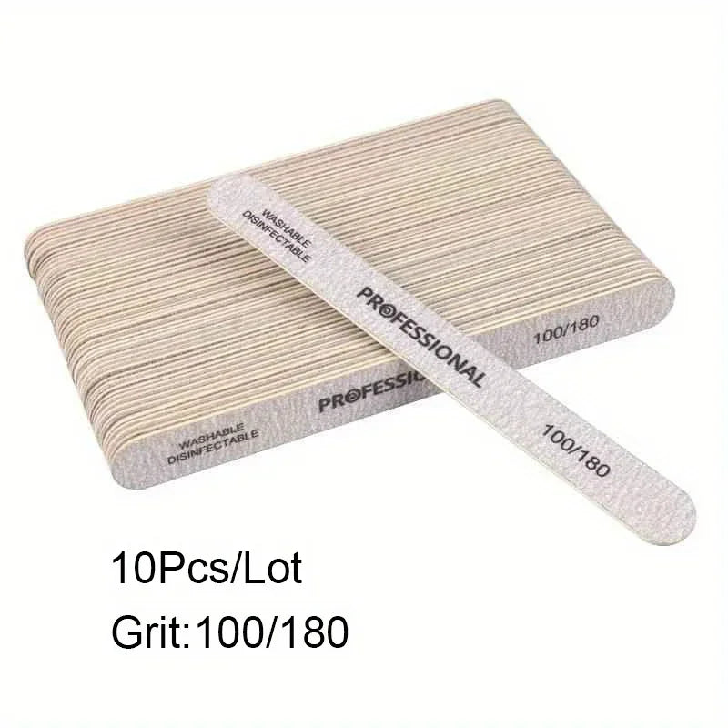 10/25/50Pcs Nail File 100/180/240 Wooden Sanding Buffer Block Pedicure Manicure UV Gel Nail Polish Pro Files Artificial tips Vue 100 180 10PCS