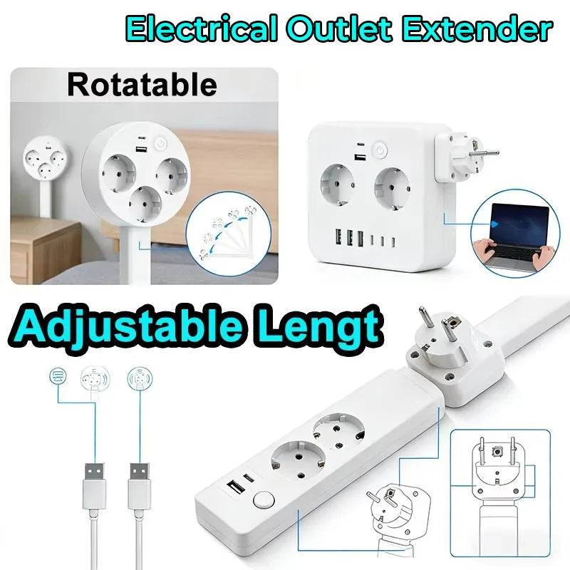 4 Styles Electrical Outlet Extender Plug Wall Outlet Extender Extendable Wall Socket Rotatable Folding Portable Power Socket Vue