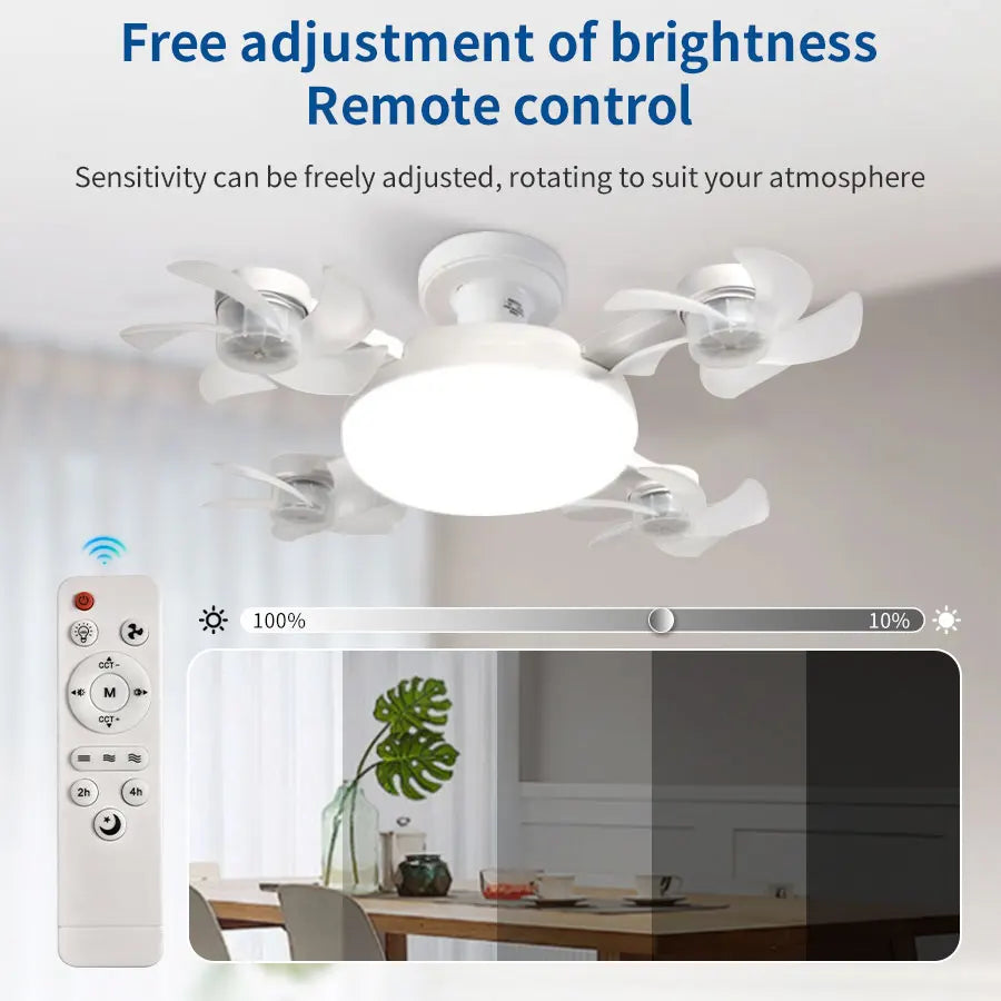 Intelligent Ceiling Light Electric Fan Light Kitchen High Wind Power Silent Easy To Clean E27 Screw Fan Light Restaurant Fan Eye Vue