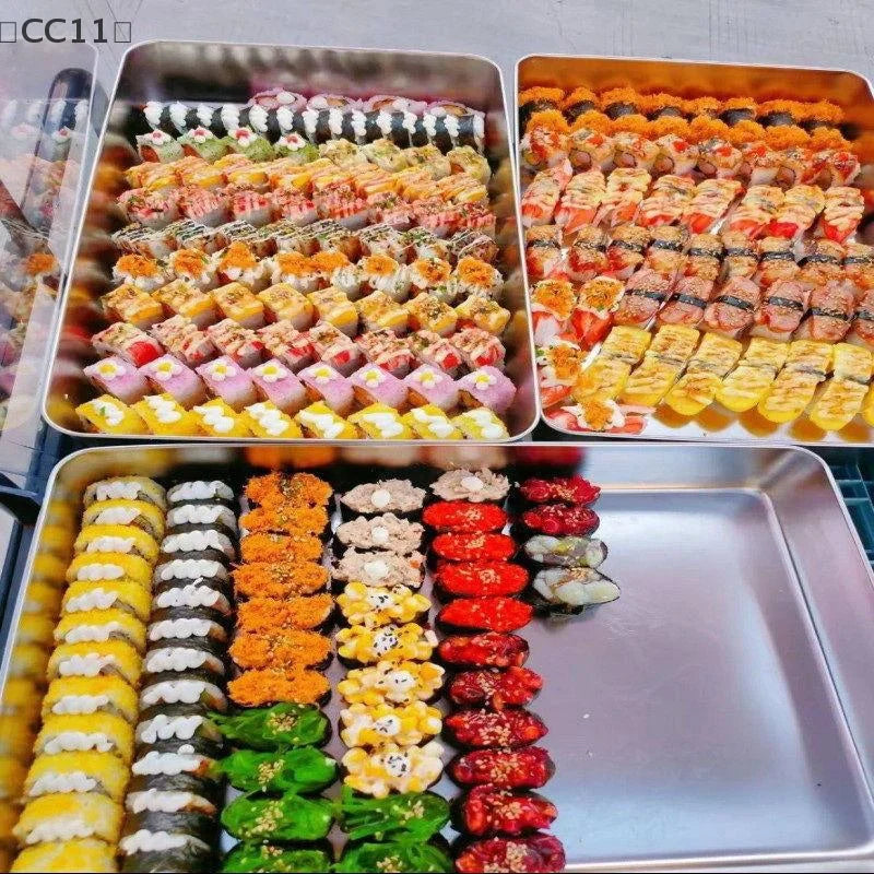 CC11Stainless Steel Sushi Display Plate Rectangle Tray Sashimi