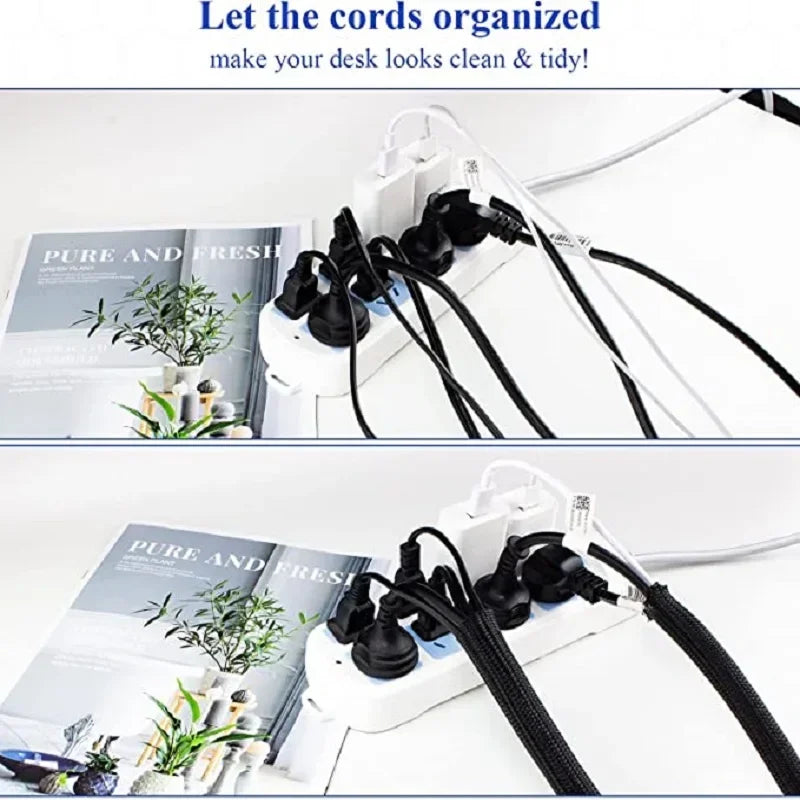 5//3/1M Braided Cable Sleeve PET Nylon Wrapping Cable Casing Cable Sleeves Wire for Desk PC TV Wire Protector Cable Wrap Cover Vue