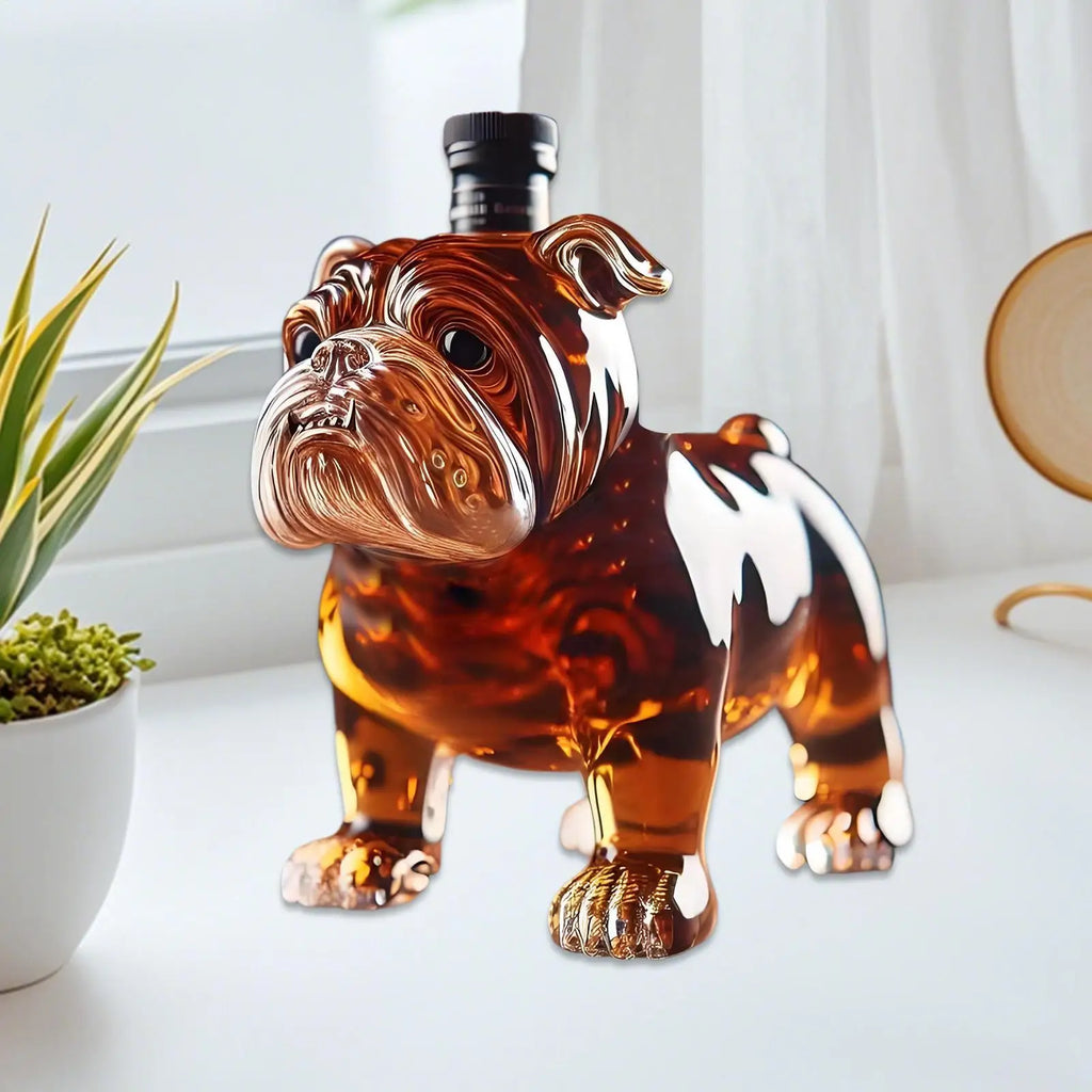 Dog Liquor Decanter Dad Husband Glass Whiskey Decanter Bottle Exquisite Bulldog Liquor Bottle Fun Home Decoration for Holidays Vue