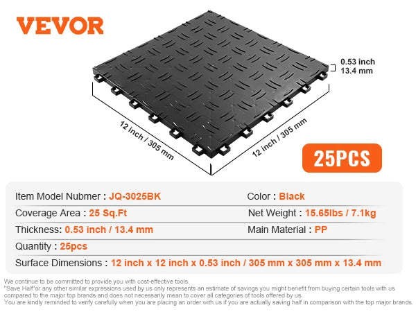 Interlocking Garage Floor Tiles – Non-Slip Heavy-Duty PP, 25 Sq Ft Interlocking Floor Tiles Vue black25pcs China Mainland