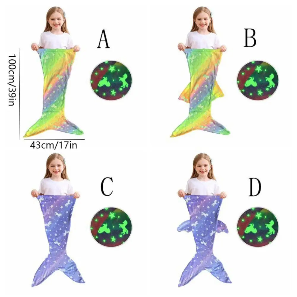 Flannel Mermaid Sleeping Bag Universal Soft Mermaid Tail Blanket Beautiful Cozy Rainbow Mermaid Blanket Children Vue