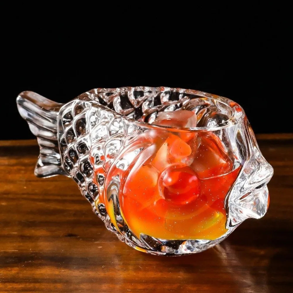 Creative 3D Pufferfish-shaped Glass Cup Thick Transparent Fish-shaped Glass Lovely Ice Cream Cup Cocktail Cup Gift Giving Vue