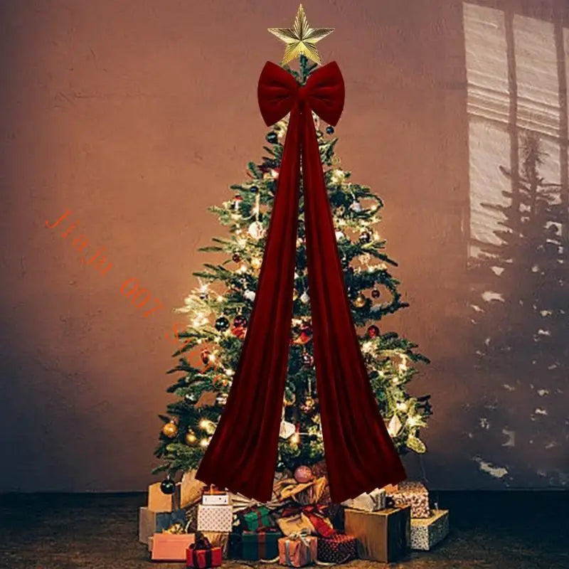 Oversized Christmas Plush Bow Rose Red 32/43/79 Inch Tree Topper Christmas Tree Topper Vue