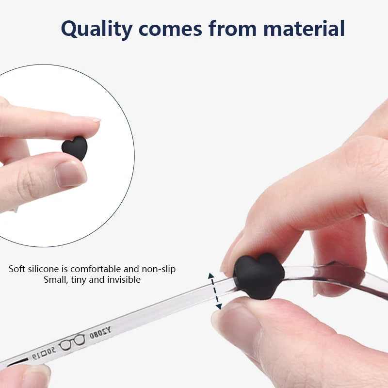 2Pair Fashion Heart Silicone Anti-slip Ear Grip Eyeglasses Leg Ear Hook Stopper Bracket Fastener Accessories Glasses Retainer Vue
