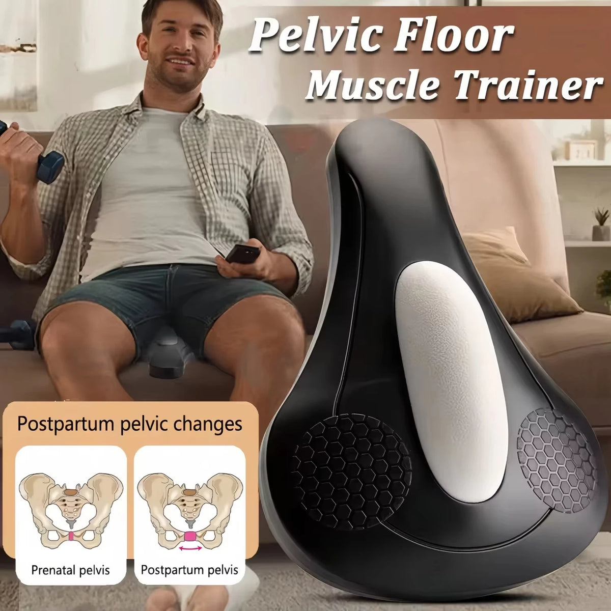 Pelvic Floor Muscle Trainer Sit-On-Top Kegel Fitness Trainer Hip Strengthener Home Office Massage Repair Cushions Vue Black