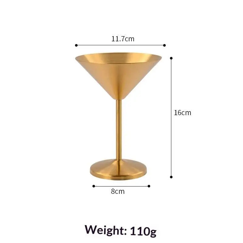 Stainless Steel Martini Cup Cocktail Glass Ice Cream Dessert Goblet Vue A2