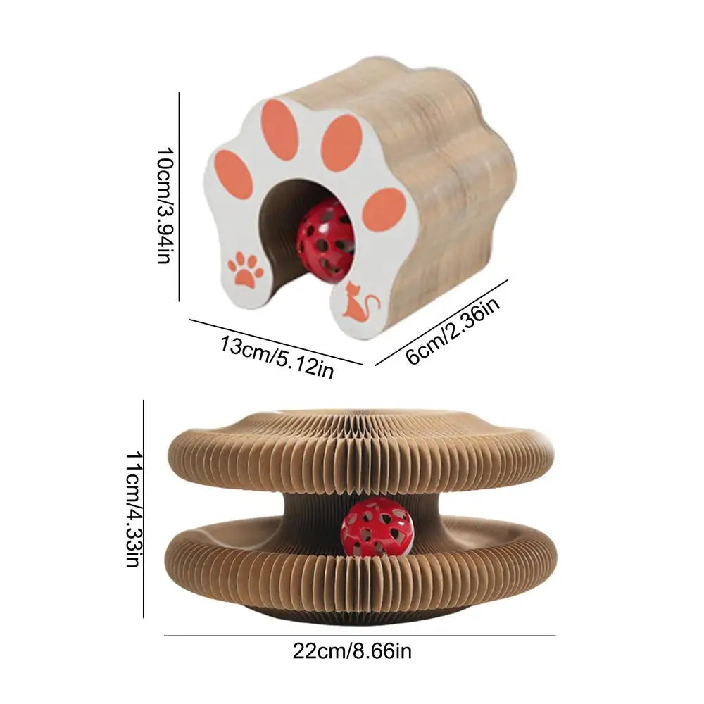 Magic Organ Cat Scratching Board Interactive Cat Toy with Ball Scalable Round Corrugated Cat Scratcher Toy Kitten Game Supplies Vue A