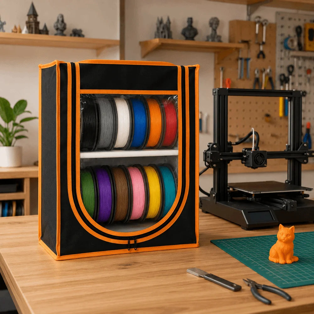 Dual Tier 3D Printer Filament Storage Rack Sealed Dustproof 3D Printing Filament Container Moisture-Resistant Large Capacity Vue