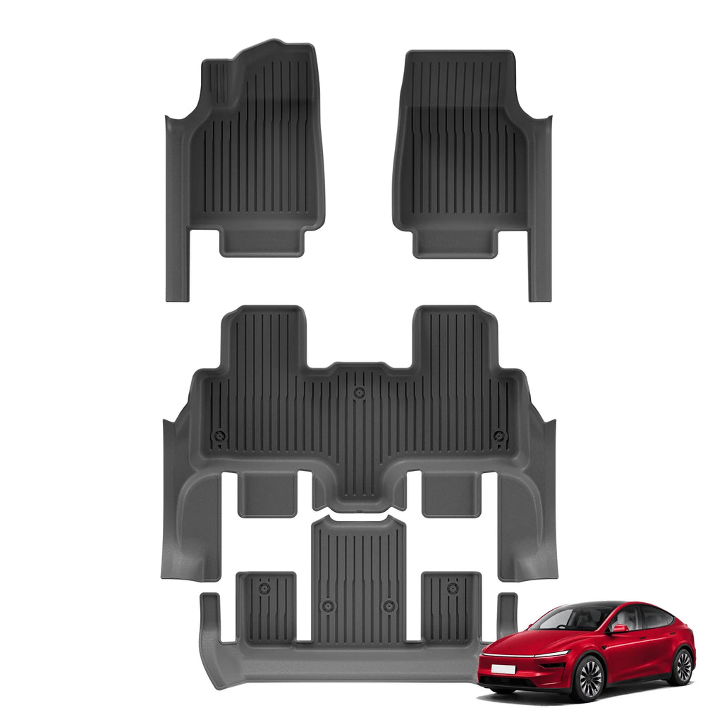 Smabee Left Hand Drive for Tesla Model YL 2025 2026 Car Floor Mats TPE With Door Sill Protective Cover All Weather Accessories Vue 25YL LHD 4PCS Model YL 2025 2026