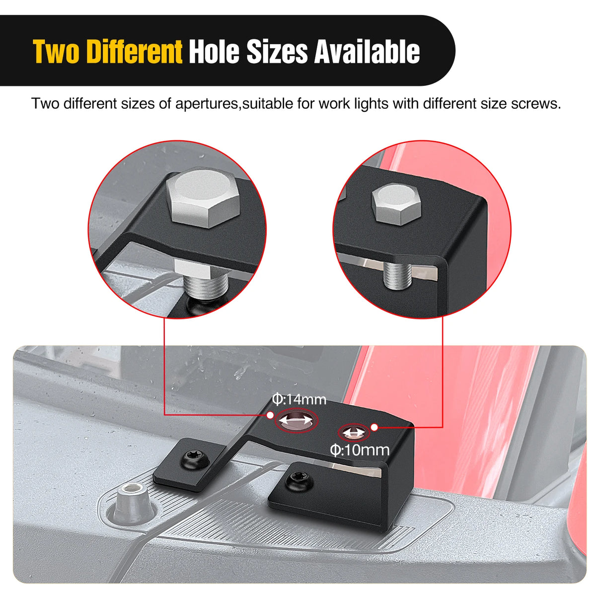 Nilight 2PCS Lower Windshield Hinge Mounting Brackets A-Pillar Brackets for Offroad LED Fog Light Pods for 2021 2022 2023 2024 2025 2026 Ford Bronco Vue