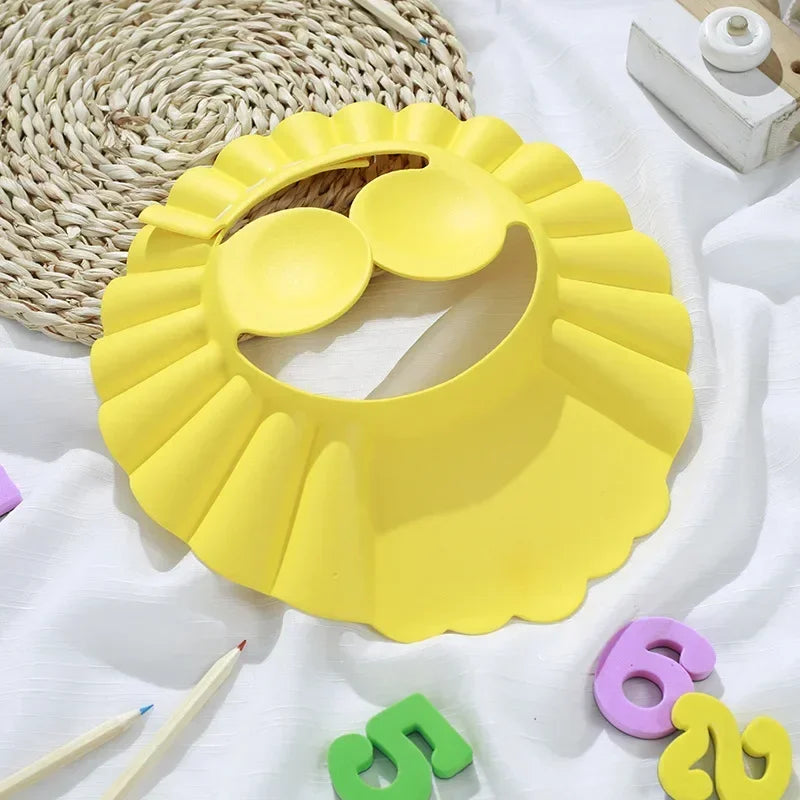 vvocci for Kids Ear Protection Baby Soft Cap Adjustable Shampoo Bathing Shower Hair Wash HatSafe baby Shower Protect Head Cover Vue B382 -Yellow