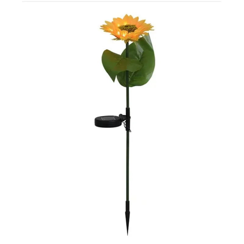 3-head Sunflower Solar-Powered LED Yard Lights Garden Decor Lamp Waterproof Outdoor Floral Ambiance Lawn Lighting Vue one head 1pcs