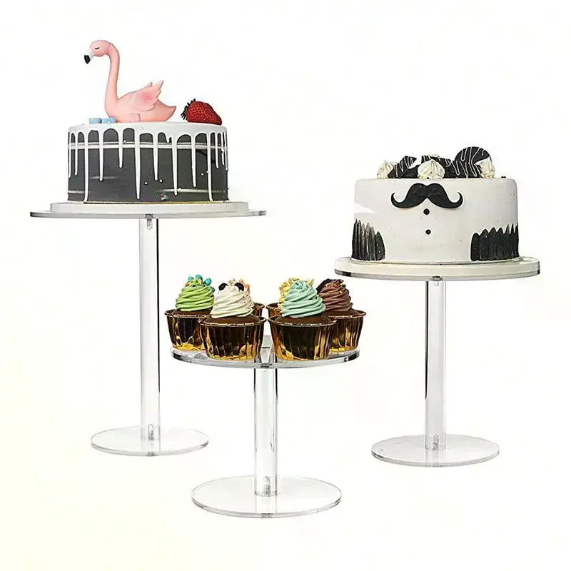Transparent Acrylic Cake Rack Round Cake Stand For Desserts Cupcake Pastry Candy Display Stand For Wedding Event Birthday Party Vue
