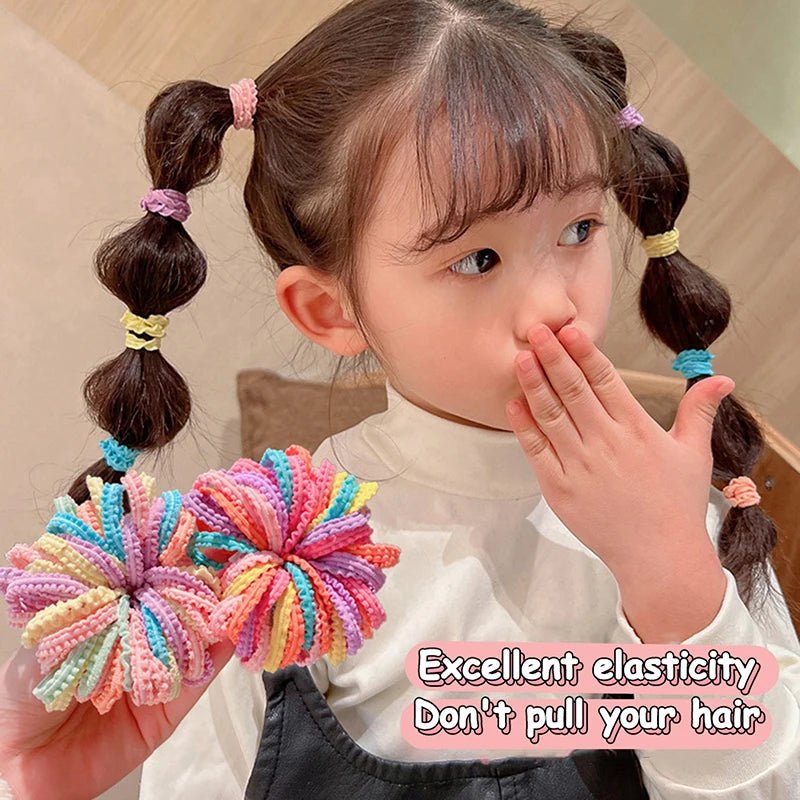50pcs Girls Candy Color Hair Ties Elastic Hair Band Baby Cute Trendy Comfortable Headwear Hair Ties Kid Hair Accessories Vue