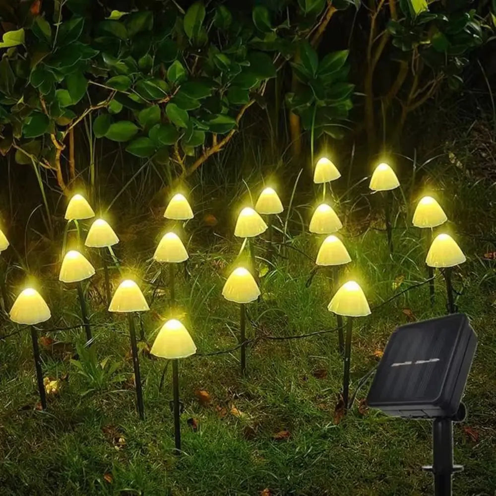 Waterproof Design Solar LED String Lights 3.5/3.8/5m 8 Modes Solar Pathway Lights Mini Mushroom Lights Color Changing Vue
