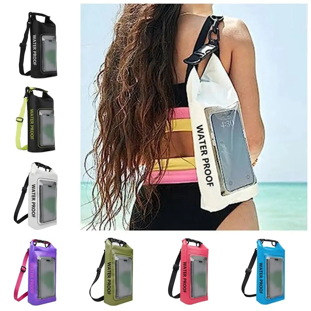 PVC Clip Swimming Waterproof Bag Outdoor Mesh Material Messenger