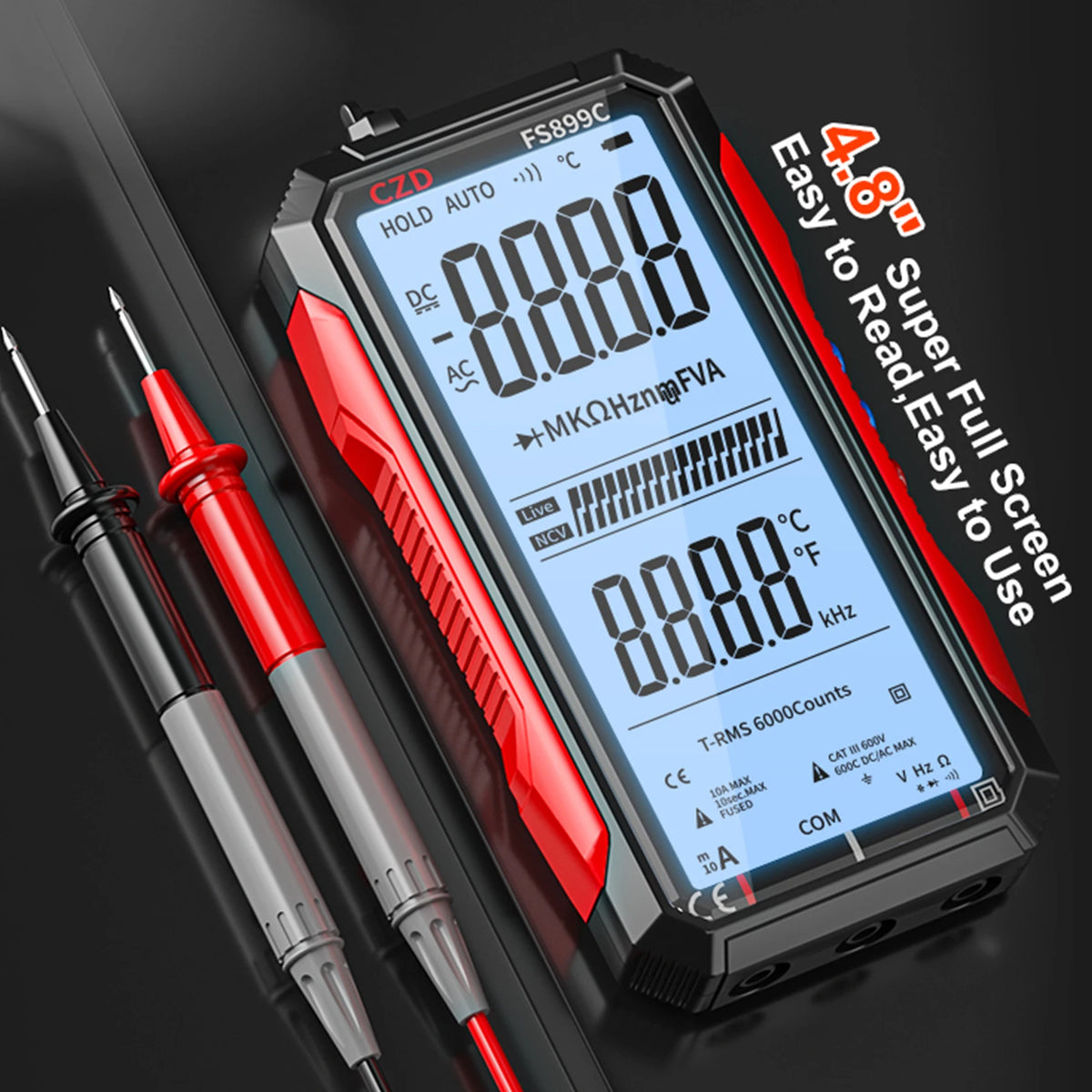 Smart Digital Multimeter USB-C Auto-Ranging True RMS Tester Digital Multimeter Vue