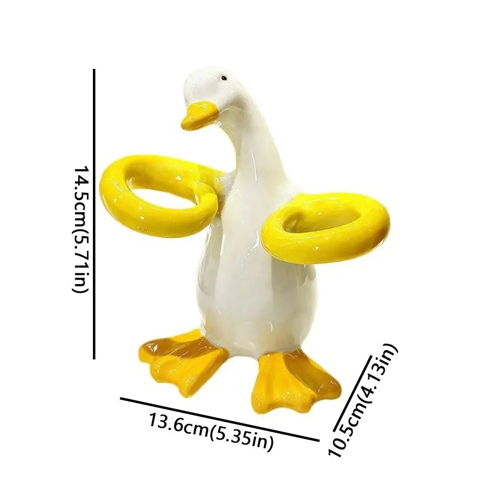 Duck-Shaped Electric Toothbrush Holder Ceramic Waterproof Toothpaste Toothbrush Rack Portable Space-Saving Makeup Brush Shelf Vue