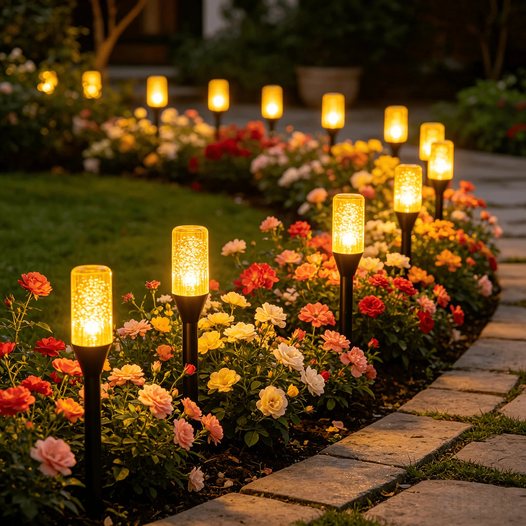 10/20Pcs Warm White/White/Colorful Solar Bubble Stick Ground Lights, 8 Modes Auto Sensor Garden Yard Lawn Pathway Lights Vue